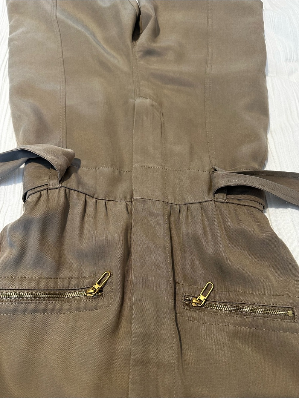ME+EM Taupe Utility Tie-Waist Jumpsuit with Zip Pockets - Picture 9 of 14